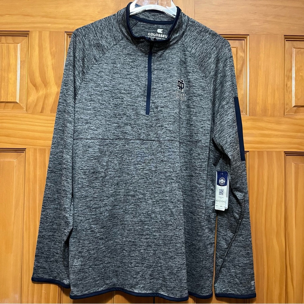 Colosseum Gray Notre Dame Quarter Zip Popover Size Medium NWT